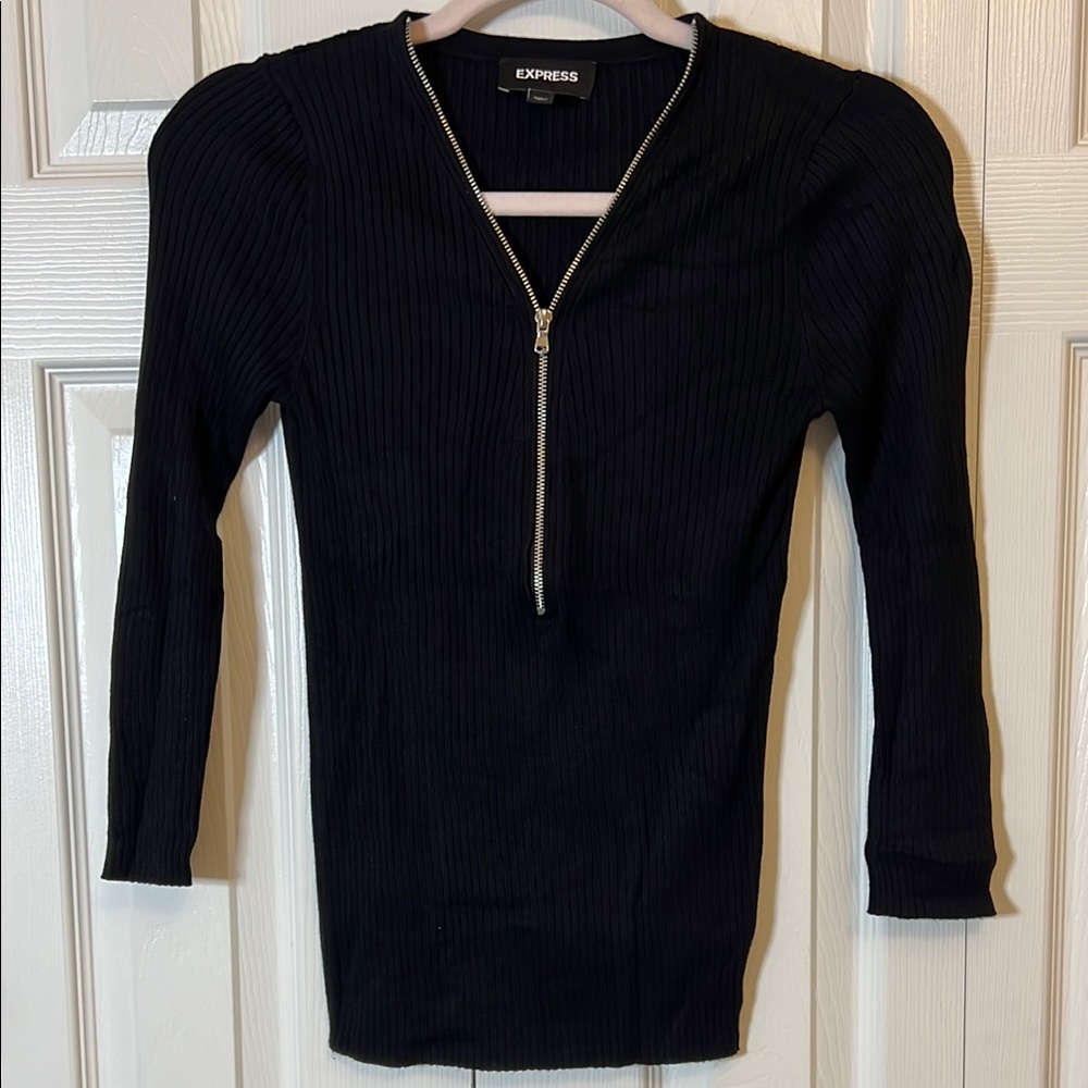 Express Black Ribbed Long Sleeve sweater top